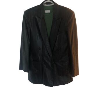 Black Leather Blazer Jacket Size medium